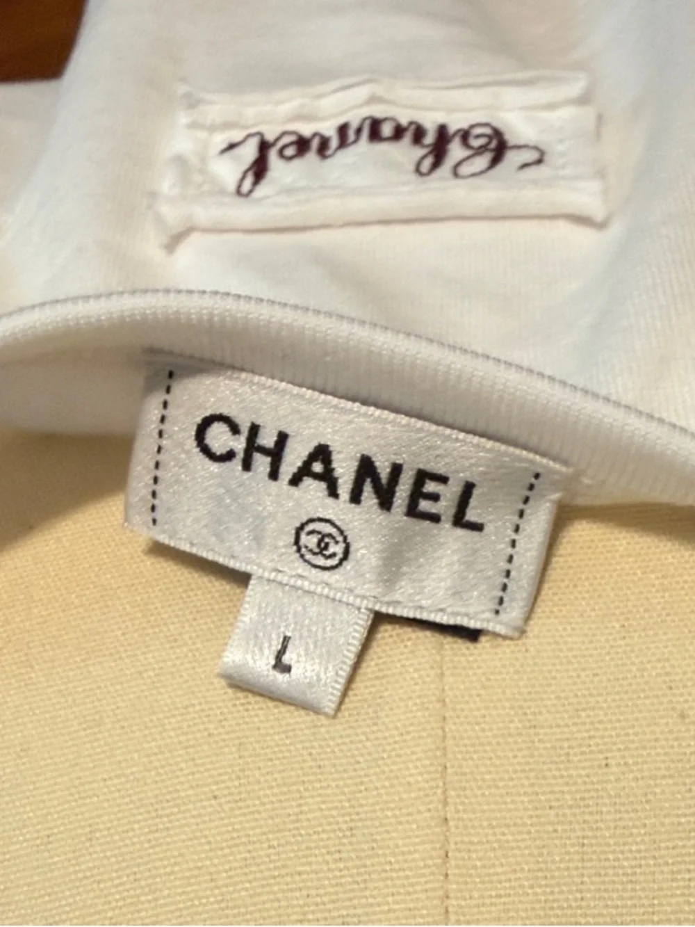 CHANEL White Cotton Eyelet Scoop Neck Tank